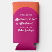 Roze & Oranje Zonsondergang Retro Bachelorette Wee (Achterkant)