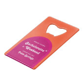 Roze & Oranje Zonsondergang Retro Bachelorette Wee Kredietkaart Flessenopener (Achterkant Gekanteld)