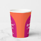 Roze & Oranje Zonsondergang Retro Bachelorette Wee Papieren Bekers (Rechts)