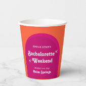 Roze & Oranje Zonsondergang Retro Bachelorette Wee Papieren Bekers (Voorkant)