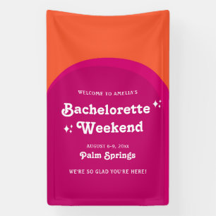 Roze & Oranje Zonsondergang Retro Bachelorette Wee Spandoek