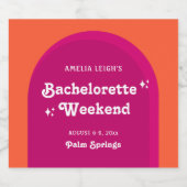 Roze & Oranje Zonsondergang Retro Bachelorette Wee Sparkling Wijnetiket (Enkel label)