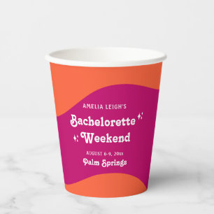 Roze & Oranje Zonsondergang Retro Meidenavond Papieren Bekers