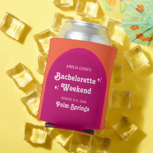 Roze & Oranje Zonsondergang Retro Vrijgezellen Wee Blikjeskoeler