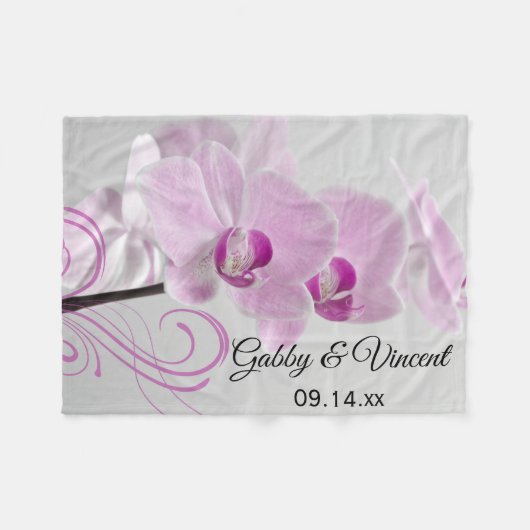 Roze Orchid Elegance Wedding Fleece Deken (Voorkant (Horizontaal))