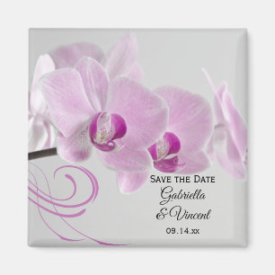 Roze Orchid Elegance Wedding Save the Date Magneet