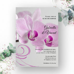 Roze Orchid Elegance Wedding Uitnodiging