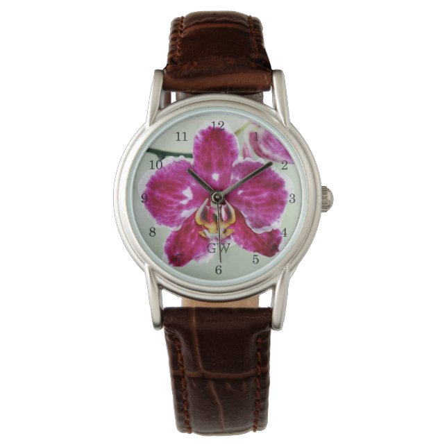 Roze Orchid Horloge (Voorkant)
