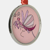 Roze Orchid Mantis Metalen Ornament (Rechts)