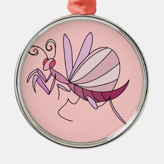 Roze Orchid Mantis Metalen Ornament (Voorkant)