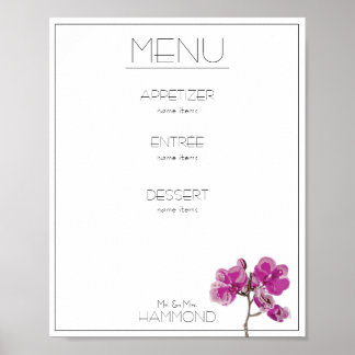 Roze Orchid-menu Poster