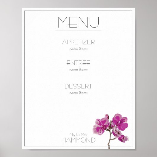 Roze Orchid-menu Poster (Voorkant)