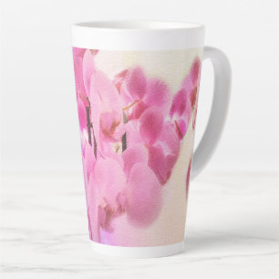 Roze orchidebloem latte mok