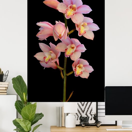 Roze orchidebloem poster (Thuiskantoor)