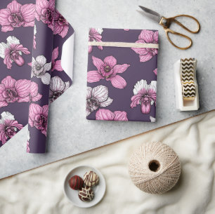 Roze orchidebloemen cadeaupapier