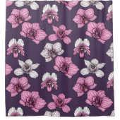 Roze orchidebloemen douchegordijn (Voorkant)