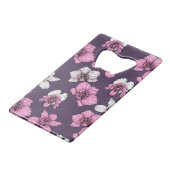 Roze orchidebloemen kredietkaart flessenopener (Voorkant Gekanteld)