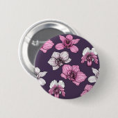 Roze orchidebloemen ronde button 5,7 cm (Voorkant /achterkant)