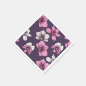 Roze orchidebloemen servet (Hoek)