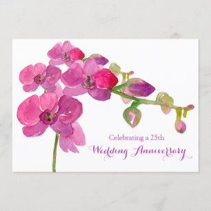 Roze Orchidee 25e Huwelijksjubileum Feest Kaart