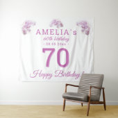 Roze Orchidee Aquarel 70e Verjaardag Achtergrond Wandkleed (In Situ (horizontaal))