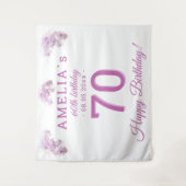 Roze Orchidee Aquarel 70e Verjaardag Achtergrond Wandkleed (Voorkant)