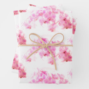 Roze Orchidee Aquarel Bloem Inpakpapier Vel