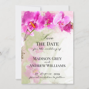 Roze Orchidee Aquarel Spetter Save the Date