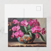 Roze Orchidee Bloem Plant Briefkaart (Voorkant / Achterkant)