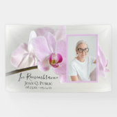Roze Orchidee Bloem Viering van het Leven Begrafen Spandoek (Horizontaal)