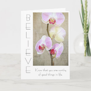 Roze Orchidee Bloemen Geloven Inspirerend Kaart