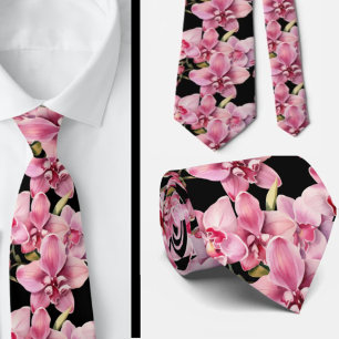 Roze Orchidee Bloemen Necksjaal Stropdas