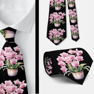 Roze Orchidee Bloemen Stropdas
