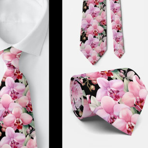 Roze Orchidee Bloemen Stropdas