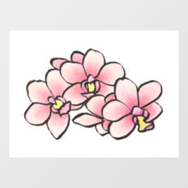 Roze Orchidee Bloemen Waterverf Design Raamsticker