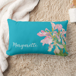 Roze Orchidee Bloemendesign – Elegante Botanische Kussen