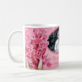 Roze orchidee bloemenkunst koffiemok (Links)