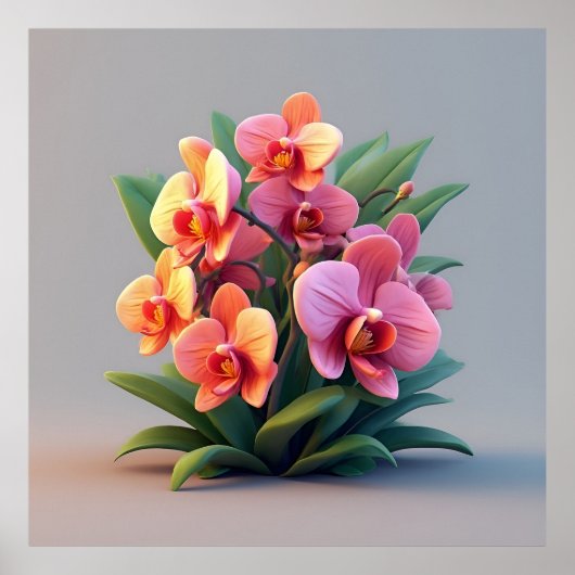 Roze Orchidee Bloemstuk Poster (Voorkant)