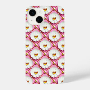 Roze Orchidee Bloesem Luxe ✨ Witte Bloemen Goud iPhone 14 Hoesje