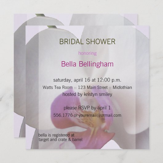 Roze Orchidee Bruids Douche Uitnodiging (Voorkant / Achterkant)