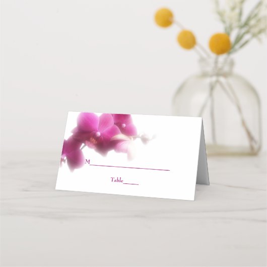 Roze Orchidee Bruiloft Gevouwen Plaats Kaart (Voorkant)