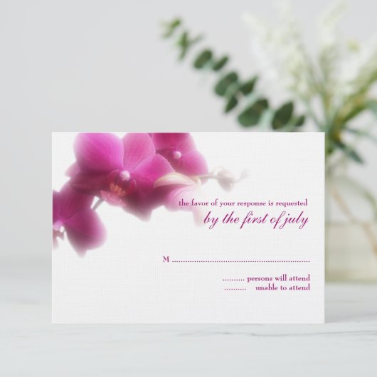 Roze Orchidee Bruiloft Reactie Kaart (Staand voorkant)