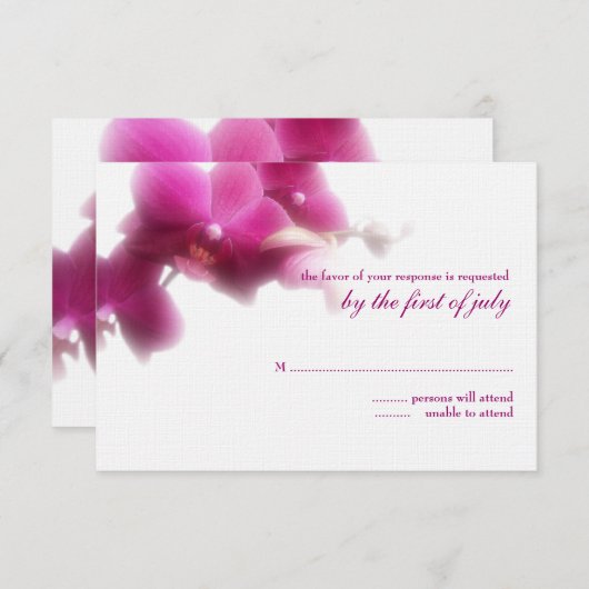 Roze Orchidee Bruiloft Reactie Kaart (Voorkant / Achterkant)