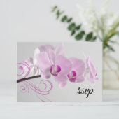 Roze orchidee Elegance Wedding RSVP Respons Kaart (Staand voorkant)