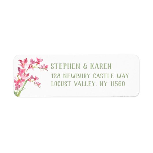 Roze orchidee Elegant Return Address Label (Voorkant)