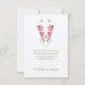 Roze Orchidee Elegante Huwelijk Dankjewel Kaart (Achterkant)