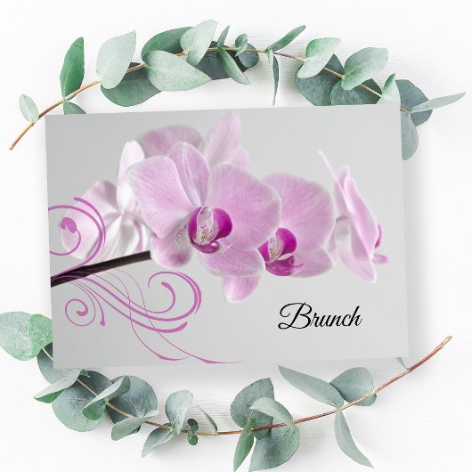 Roze Orchidee Elegantie Post Huwelijks Brunch Kaart