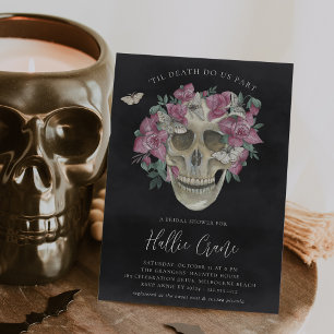 Roze orchidee Floral Skull Halloween Vrijgezellenf Kaart