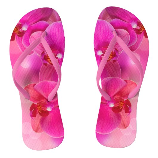 Roze Orchidee Flower Teenslippers (Voetbed)