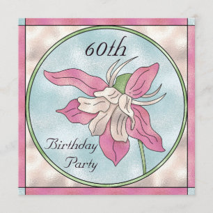Roze orchidee glassiseffect 60e verjaardag kaart